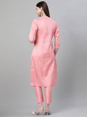 Pink printed art silk kurtas-and-kurtis 3