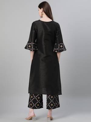 Black plain art silk kurtas-and-kurtis 3