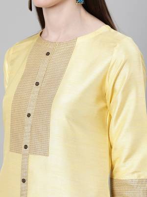 Yellow plain art silk kurtas-and-kurtis 4