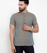 Grey Chain Dobby Cotton H/S Short Kurta