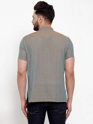 Grey Chain Dobby Cotton H/S Short Kurta 2