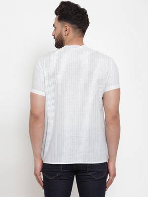 White Multi Striped Cotton H/S Short Kurta 2