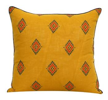 POSA Homes Yellow Printed Cotton Cushion Cover, Cushion Cover for Home Decor 1