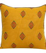 POSA Homes Yellow Printed Cotton Cushion Cover, Cushion Cover for Home Decor