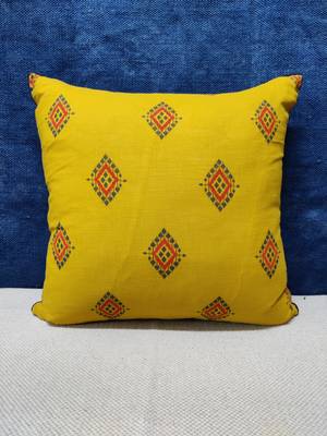 POSA Homes Yellow Printed Cotton Cushion Cover, Cushion Cover for Home Decor 2