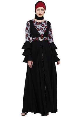 Umbrella Abaya with Digital Rose print 1