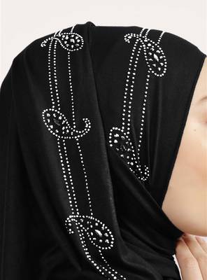 JSDC Daily Wear Diamond Stone Work Stretchable Women Scarf Hijab Dupatta 4