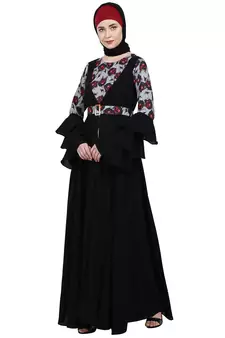 Umbrella Abaya with Digital Rose print