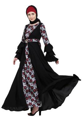 Umbrella Abaya with Digital Rose print 3