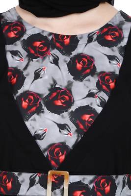 Umbrella Abaya with Digital Rose print 4