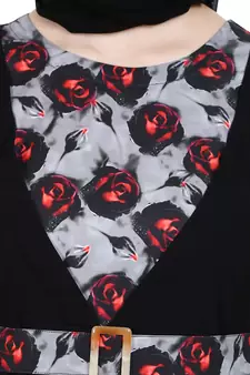 Umbrella Abaya with Digital Rose print