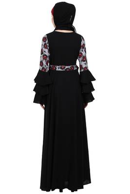 Umbrella Abaya with Digital Rose print 5