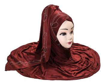 JSDC Women Diamond Stone Work Hosiery Scarf Hijab Stole 1