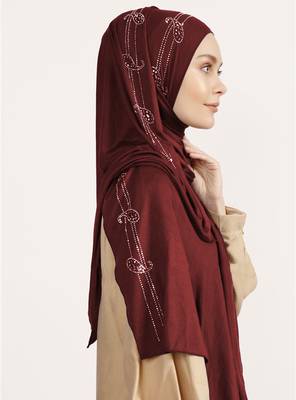 JSDC Women Diamond Stone Work Hosiery Scarf Hijab Stole 2