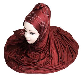 JSDC Women Diamond Stone Work Hosiery Scarf Hijab Stole 3