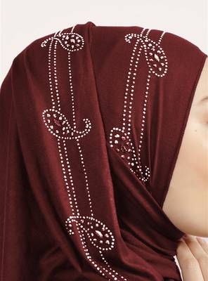 JSDC Women Diamond Stone Work Hosiery Scarf Hijab Stole 4