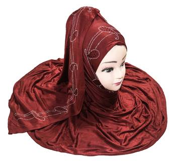 JSDC Women Diamond Stone Work Hosiery Scarf Hijab Stole 5