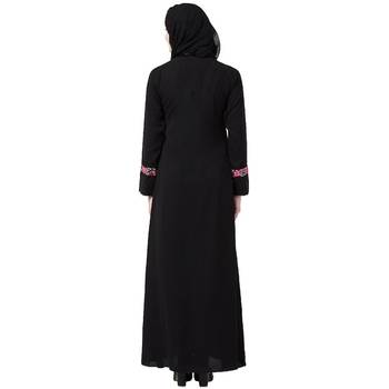 Elegant front open abaya with embroidery work- Black 4