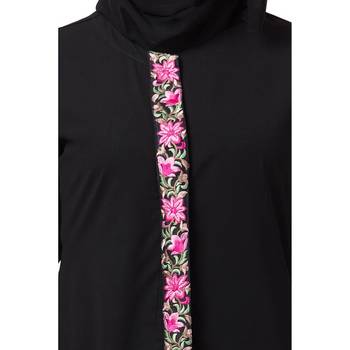 Elegant front open abaya with embroidery work- Black 5