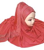JSDC Women Peach Color Diamond Stone Work Scarf Hijab