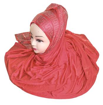 JSDC Women Peach Color Diamond Stone Work Scarf Hijab 2