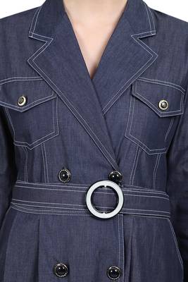 Blue Denim Women’s Cotton Front Open Abaya Dress for EID 4