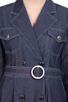 Blue Denim Women’s Cotton Front Open Abaya Dress for EID