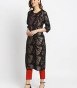 Red embroidered rayon ethnic-kurta pant set