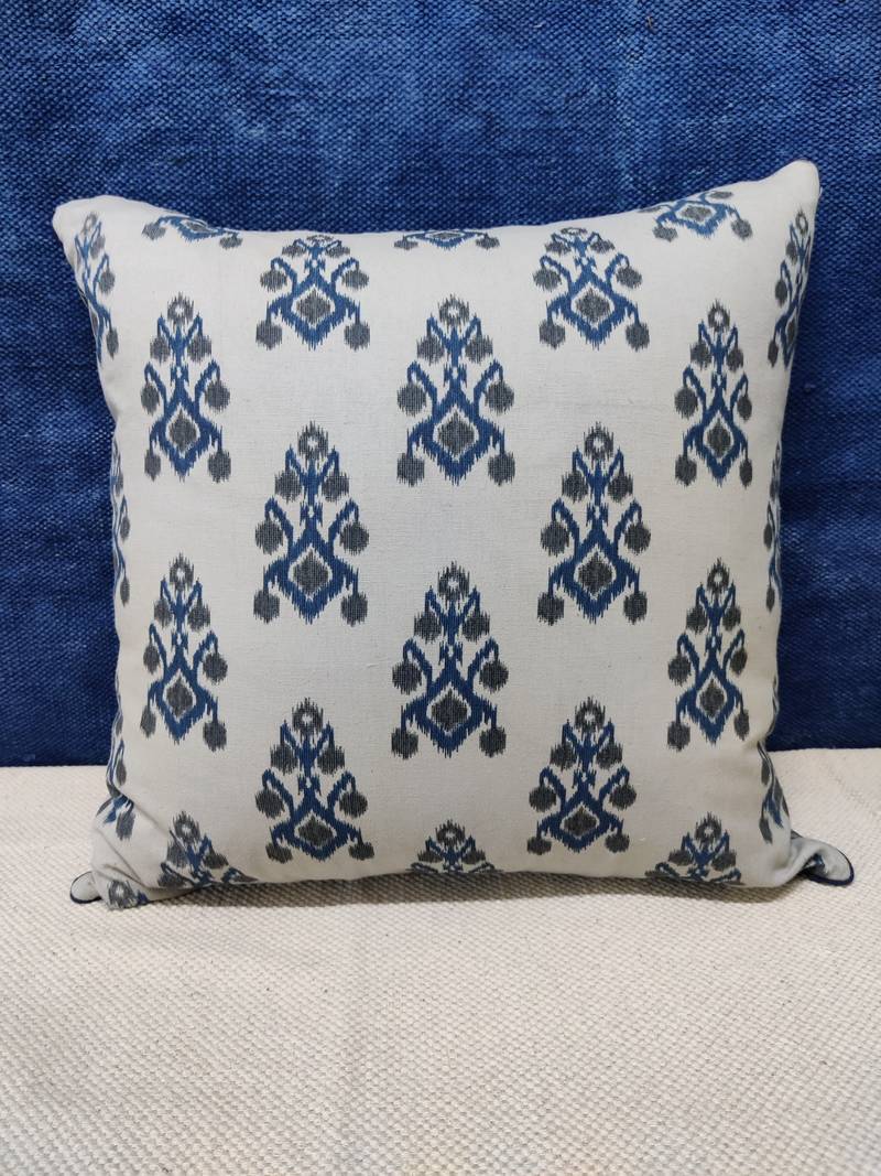 POSA Homes Grey Cotton Printed Cushion Cover, Home Decor Decorations for Sofa Couch Bed Chair