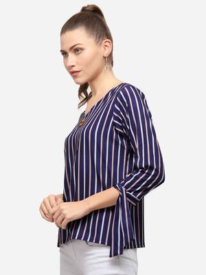 Blue printed crepe party-tops 3