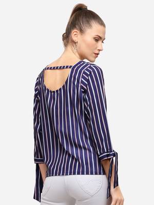 Blue printed crepe party-tops 4