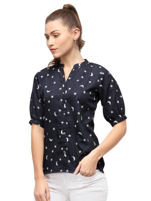 Black printed crepe party-tops 3