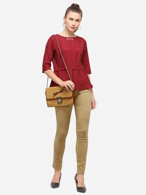 Red printed crepe party-tops 1