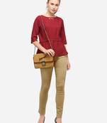 Red printed crepe party-tops