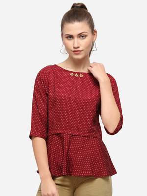 Red printed crepe party-tops 2