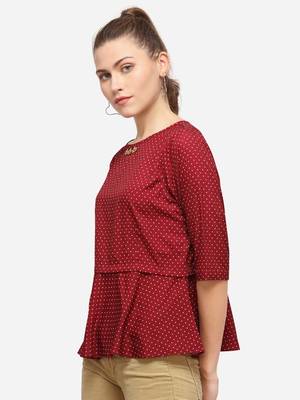 Red printed crepe party-tops 3