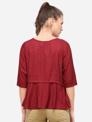 Red printed crepe party-tops 4