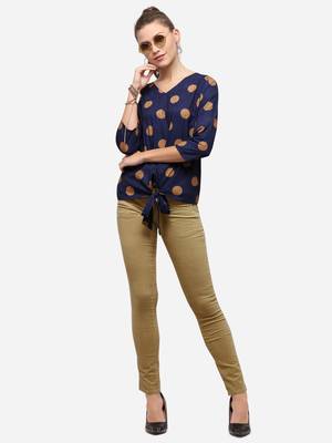Blue printed crepe party-tops 1