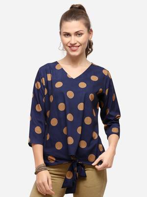 Blue printed crepe party-tops 2