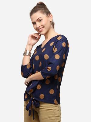 Blue printed crepe party-tops 3