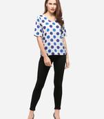 White printed crepe party-tops