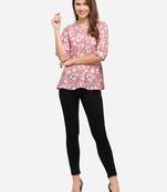 Pink printed crepe party-tops