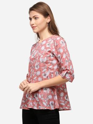 Pink printed crepe party-tops 3