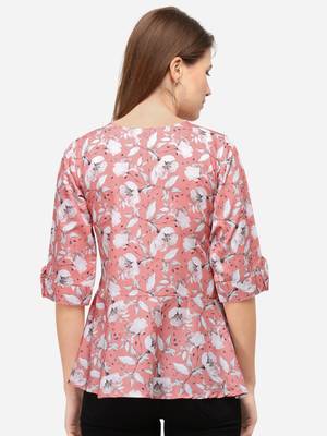 Pink printed crepe party-tops 4