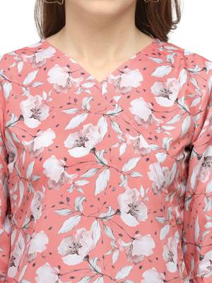 Pink printed crepe party-tops 5