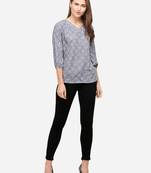 Grey printed crepe party-tops