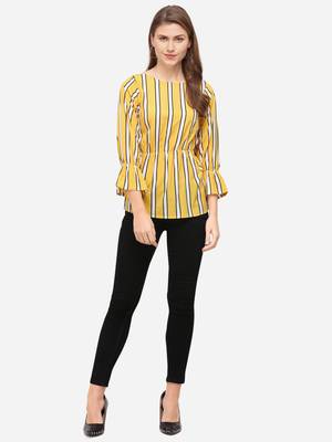Yellow printed crepe party-tops 1