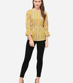 Yellow printed crepe party-tops