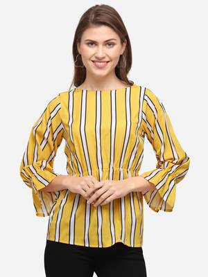Yellow printed crepe party-tops 2