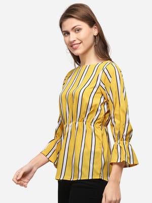 Yellow printed crepe party-tops 3